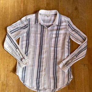 Lucky Brand Navy and White Striped Casual Shirt